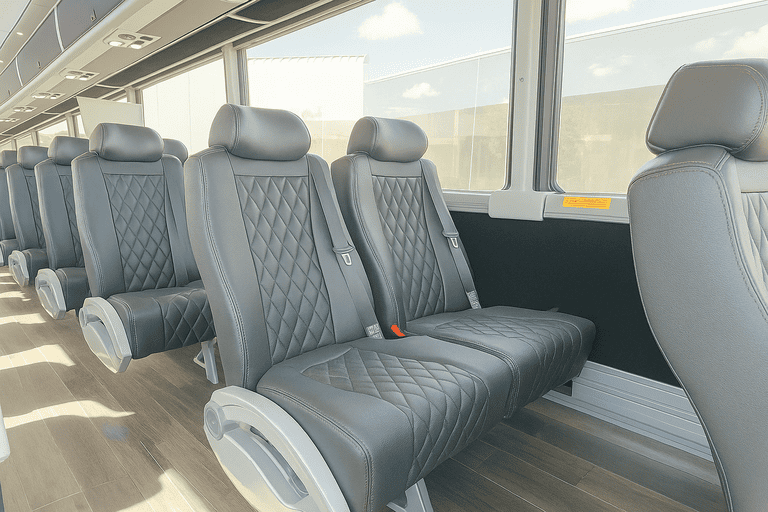 interior of Bellevue Minibus Company charter bus
