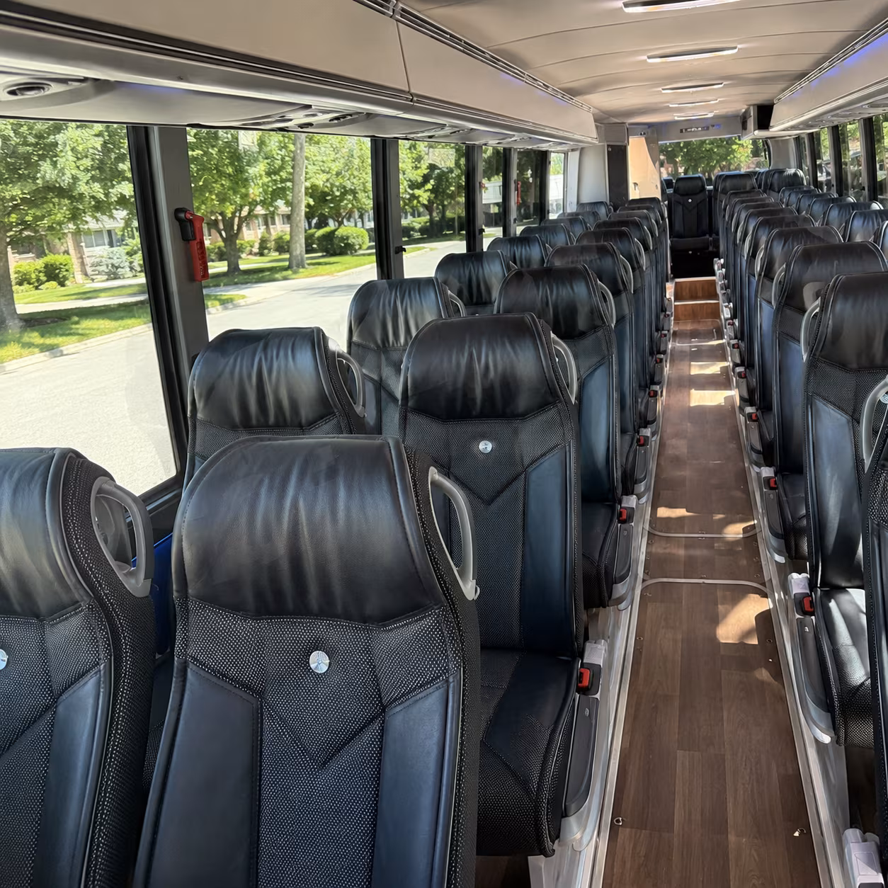 bellevue 40 passenger charter bus inside