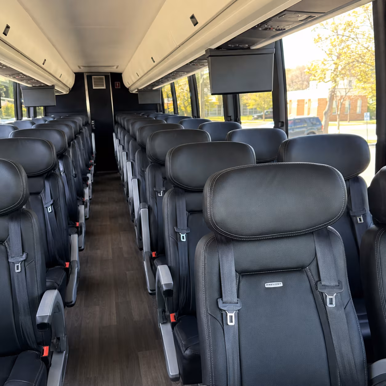 bellevue 45 passenger charter bus inside
