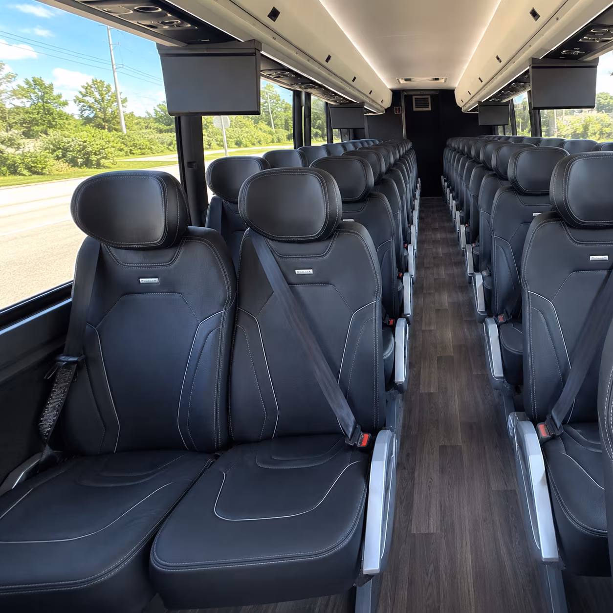 bellevue 47 passenger charter bus inside