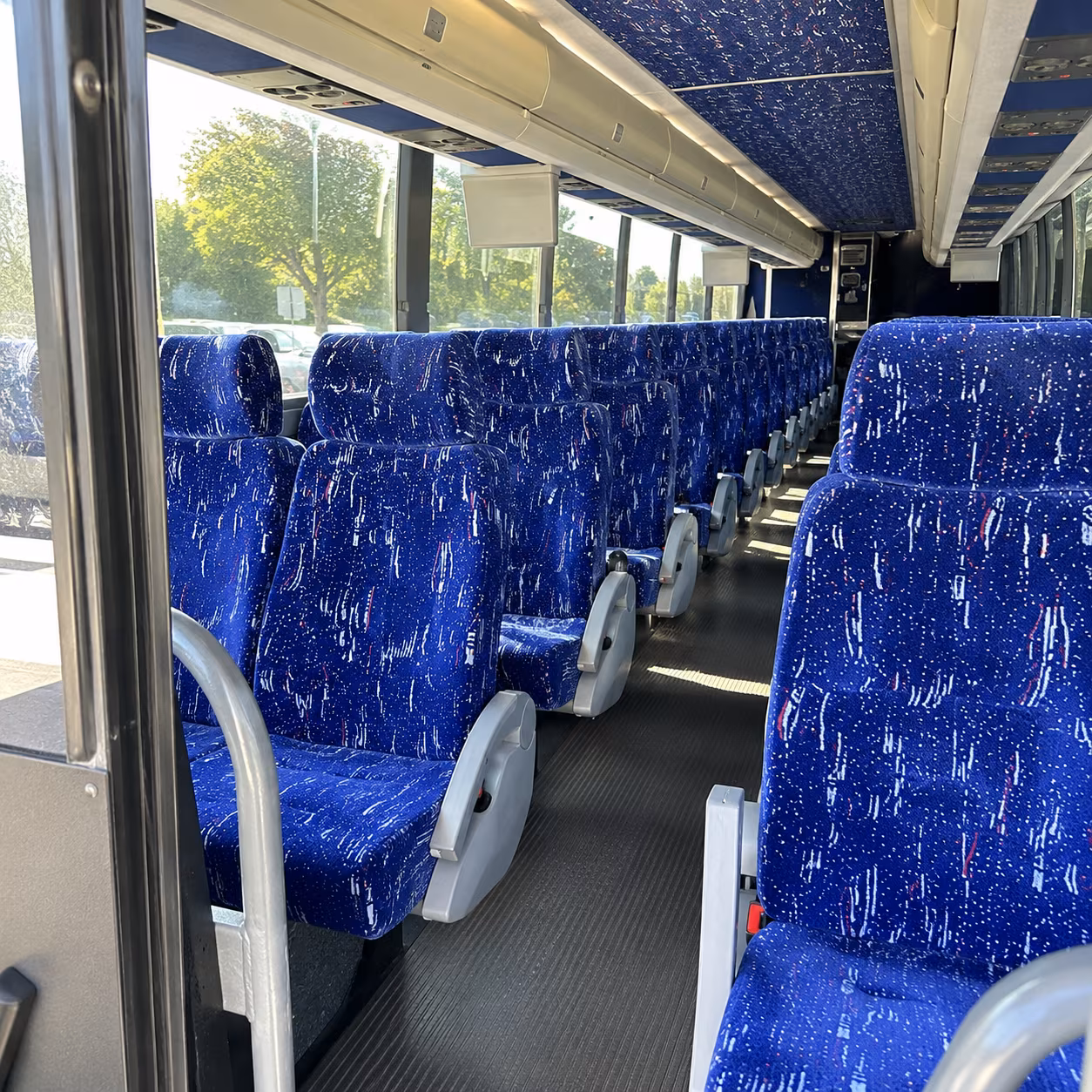 bellevue 50 passenger charter bus inside